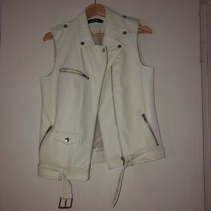 White faux leather vest